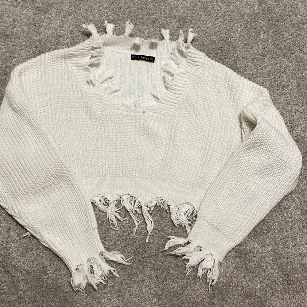 Zaful Women’s cropped white sweater size S